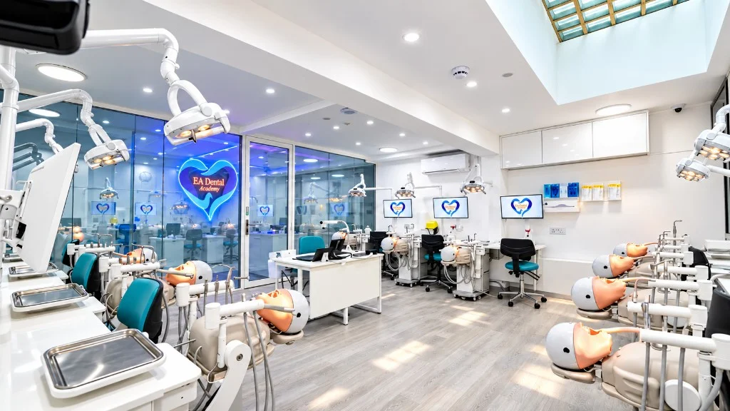 EA Dental Academy training lab with phantom-head workstations